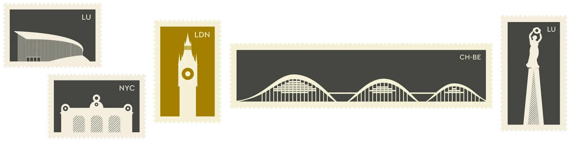 Stylised illustration of global landmarks