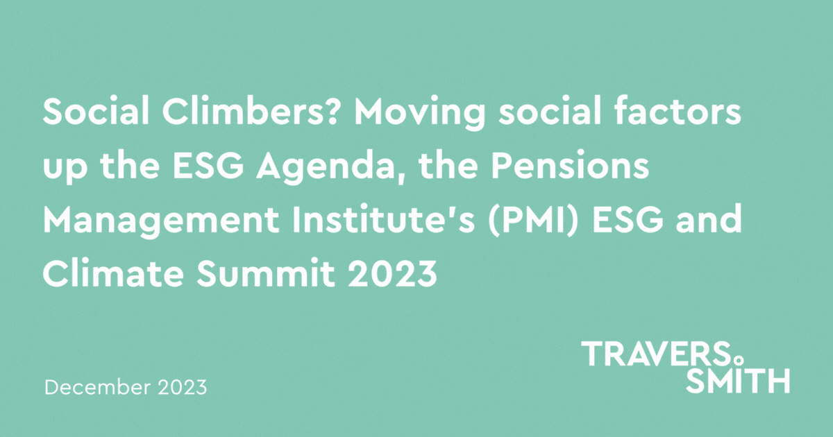 Social Climbers? Moving social factors up the ESG Agenda, the Pensions