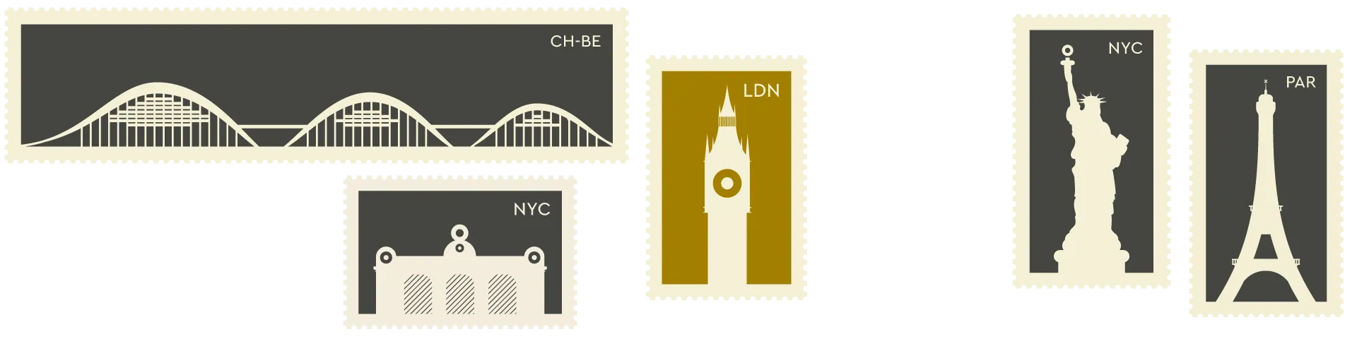 Stylised illustration of global landmarks