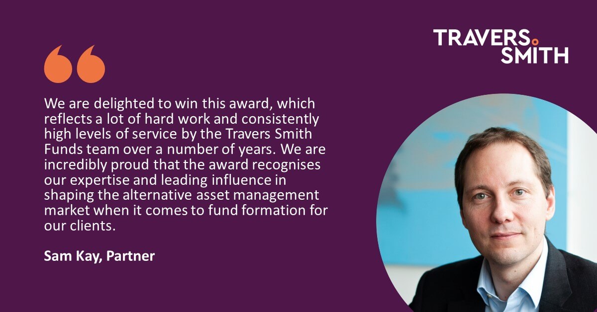 Travers Smith wins Legal Fund Formation Award at the Private Equity