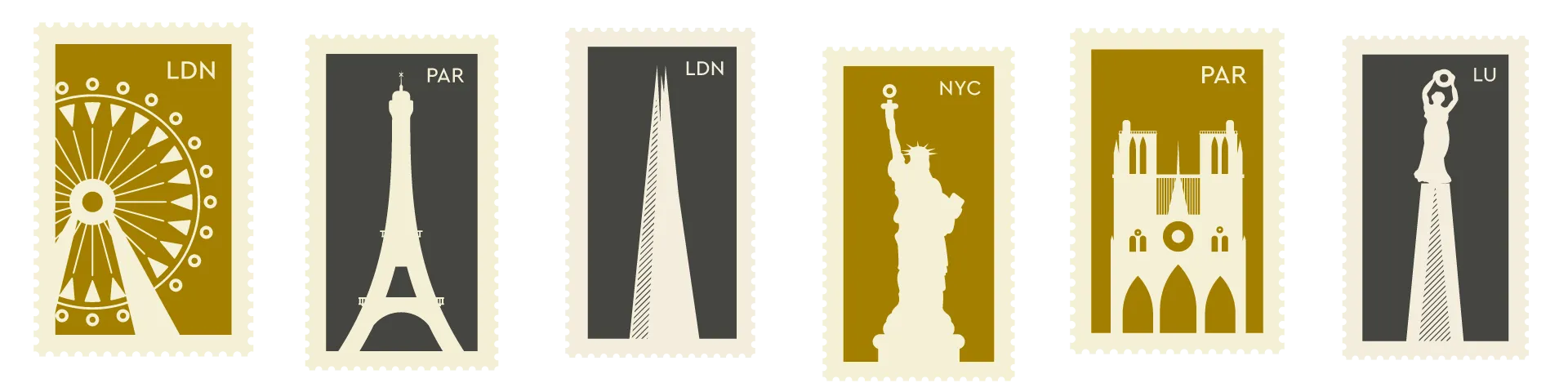 Stylised illustration of global landmarks