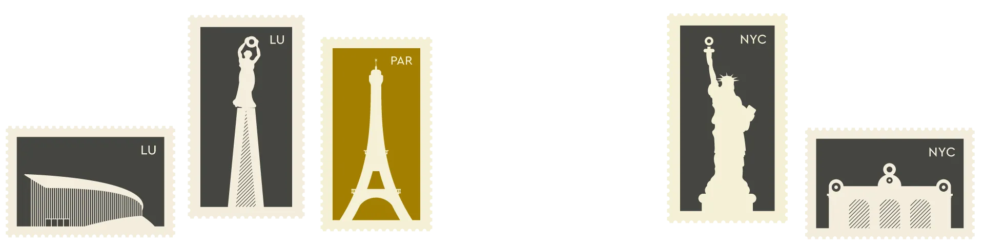 Stylised illustration of global landmarks