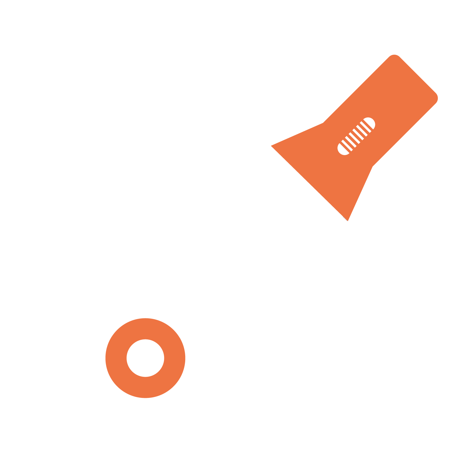 Illustration of a torch, shining on a circle, polo shape.