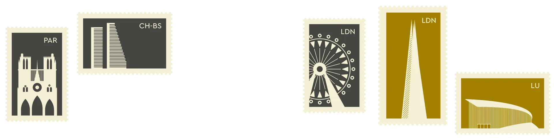 Stylised illustration of global landmarks