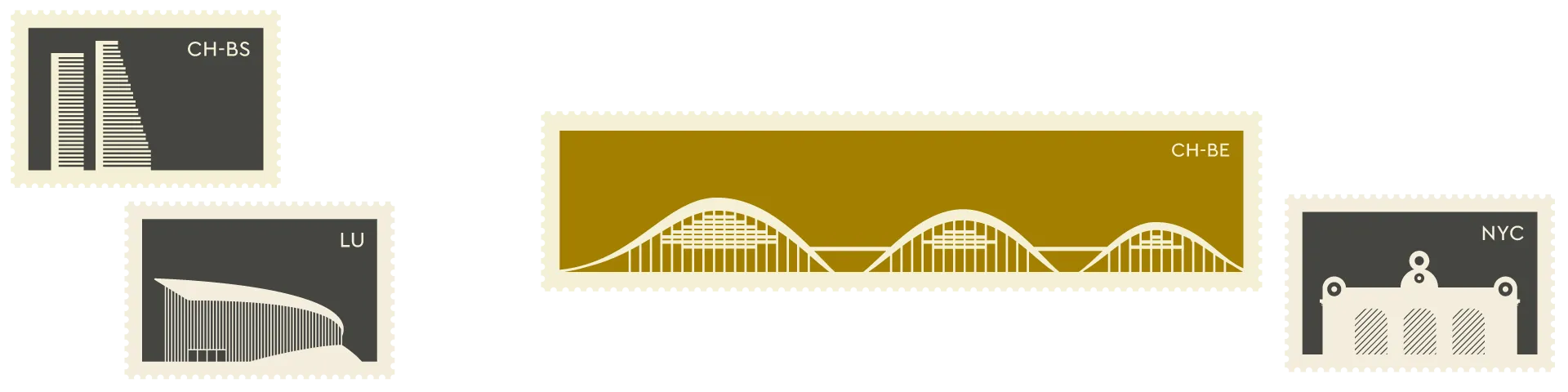 Stylised illustration of global landmarks