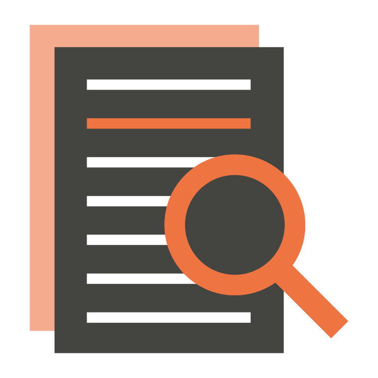 Illustration of documents under the magnifying glass